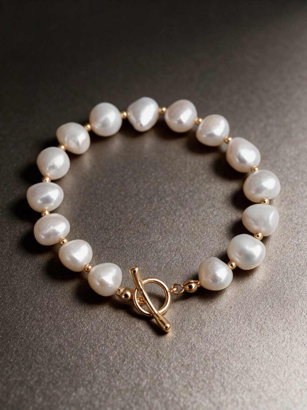 Genuine Pearl & 14K Gold Charm Bracelet